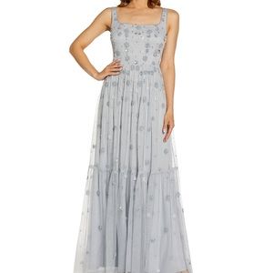 Square neck beaded boho gown